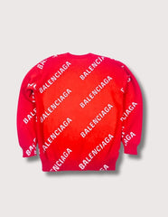 Balenciaga Intarsia Allover Logo Sweater