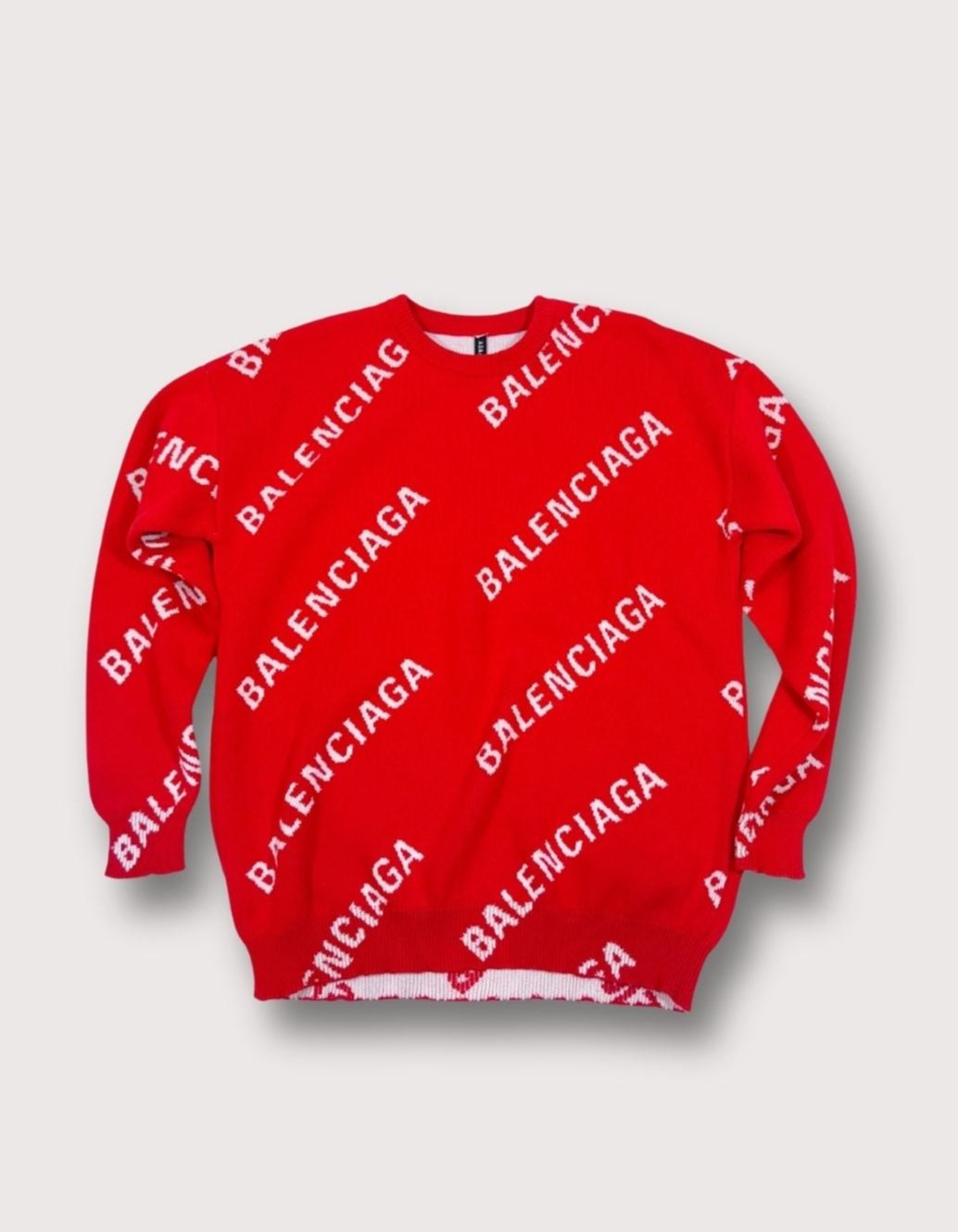 Balenciaga Intarsia Allover Logo Sweater