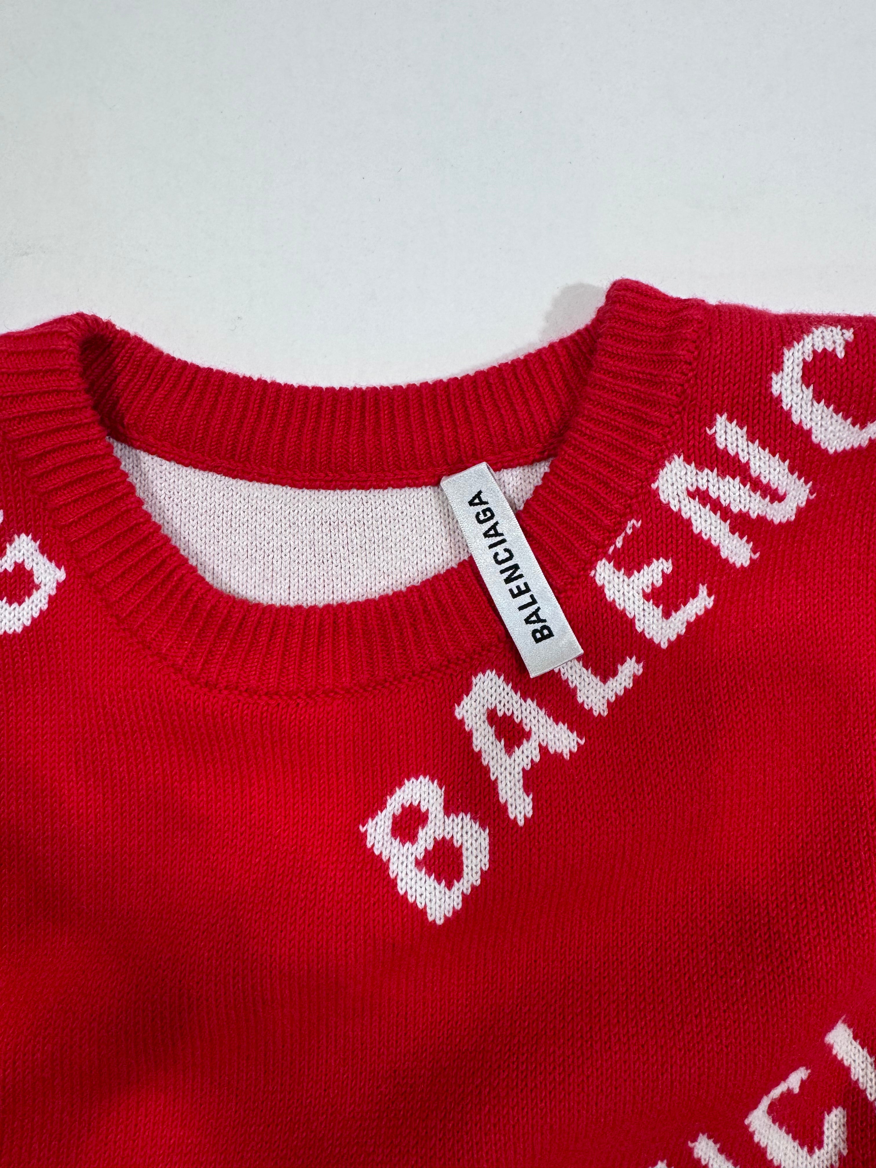 Balenciaga Intarsia Allover Logo Sweater